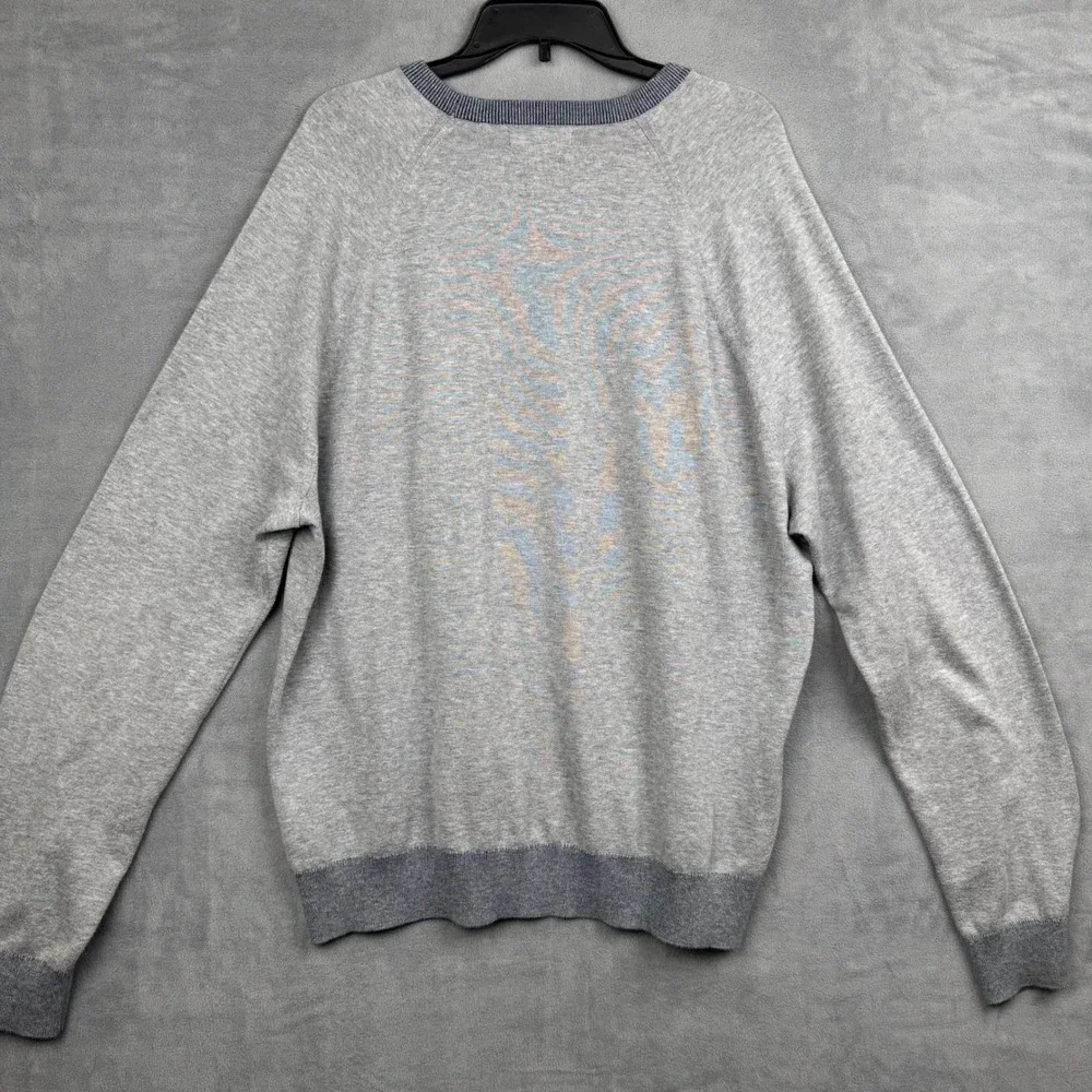Banana Republic Mens XL Supima Cotton Crewneck Sweater Gray Blue‎ Trim